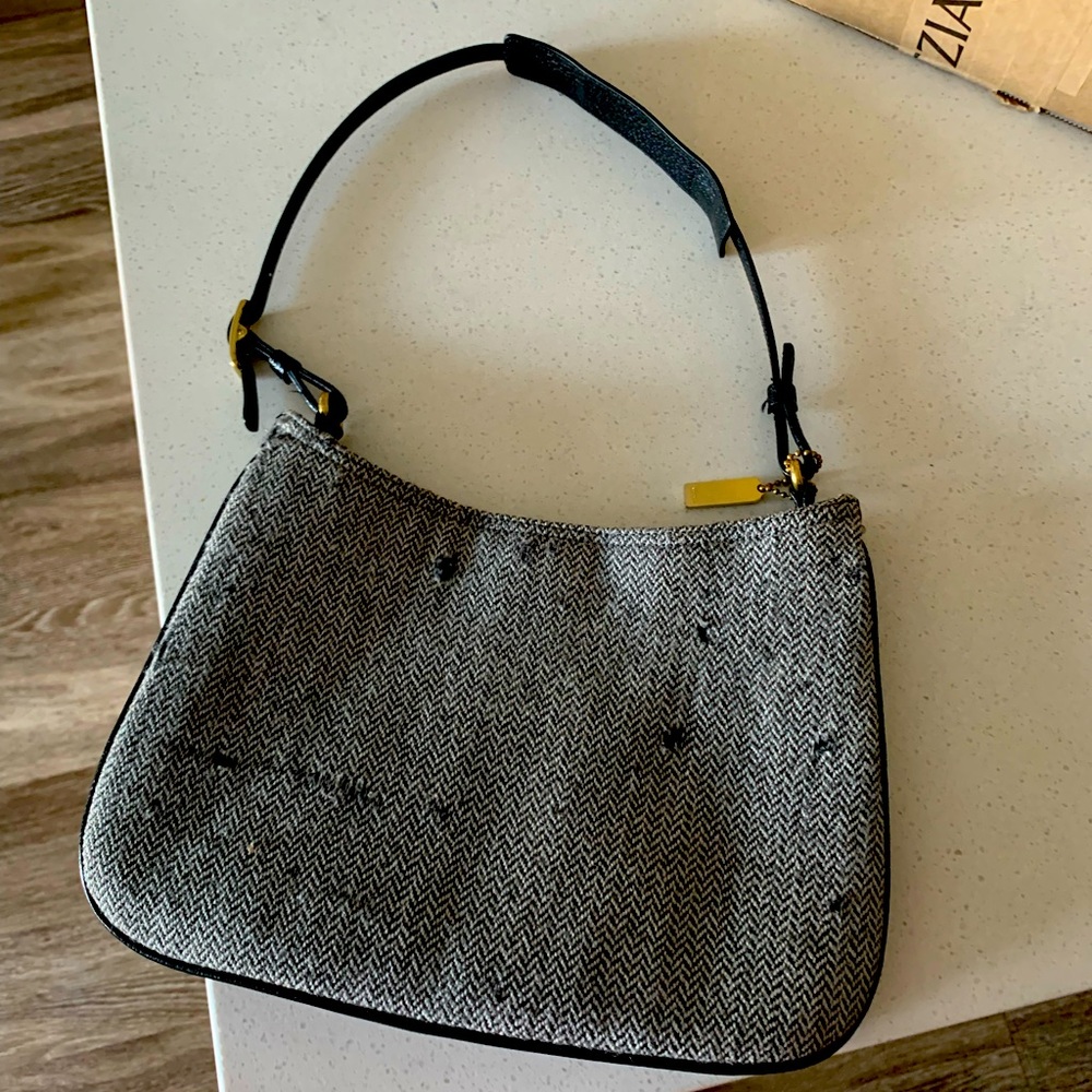 Coach Herringbone Wool Grey Shoulder Bag